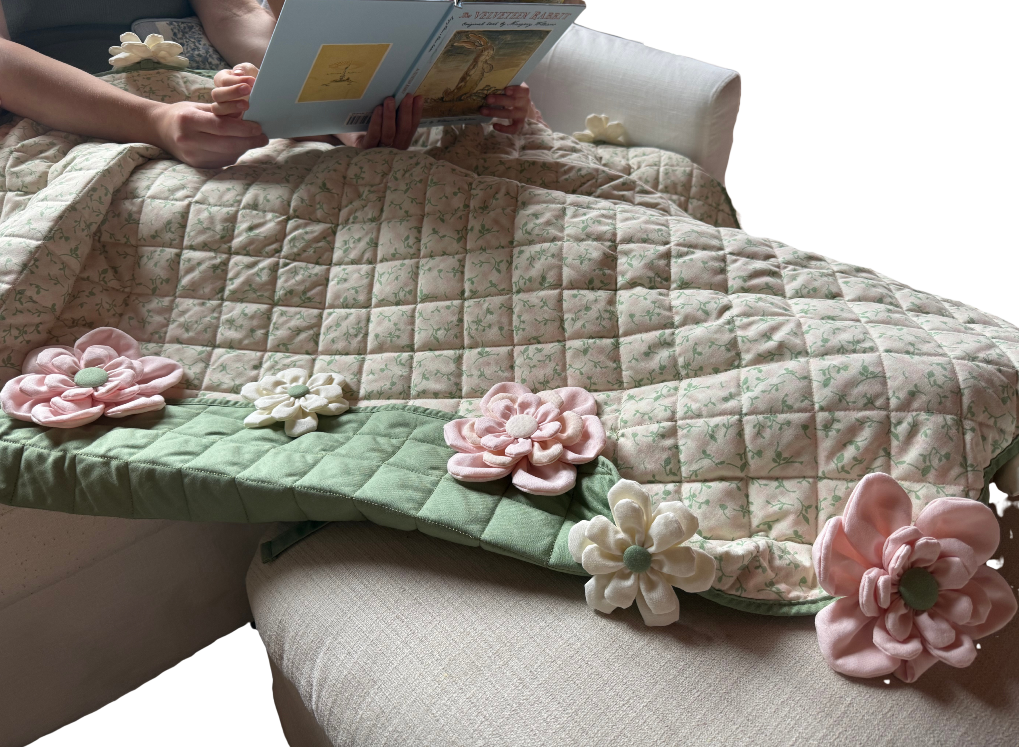 Bouquet Blanket — 55% Linen / 45% Cotton Round Throw, 60" Diameter