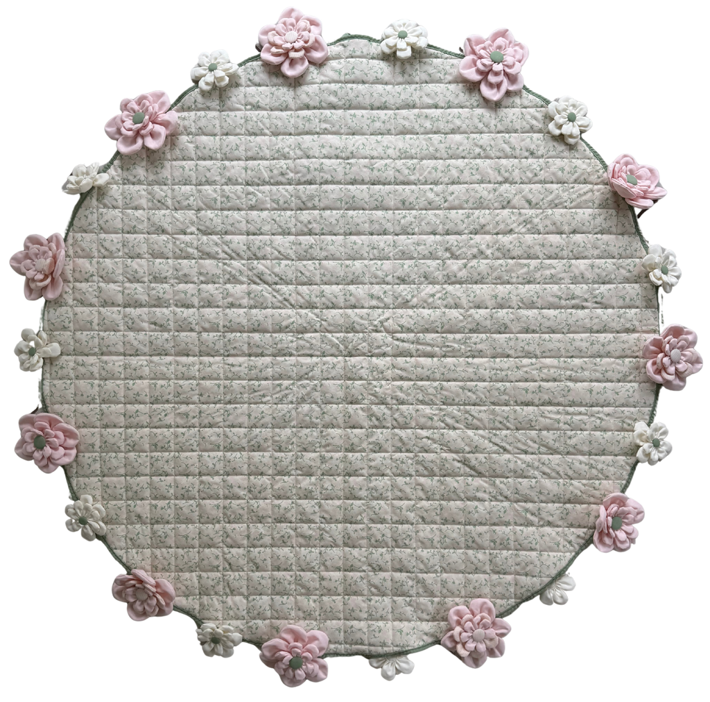 Bouquet Blanket — 55% Linen / 45% Cotton Round Throw, 60" Diameter